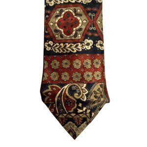 Avanzini Men’s 100% Silk Tie Handmade in Italy Red Black Beige Geometric Floral